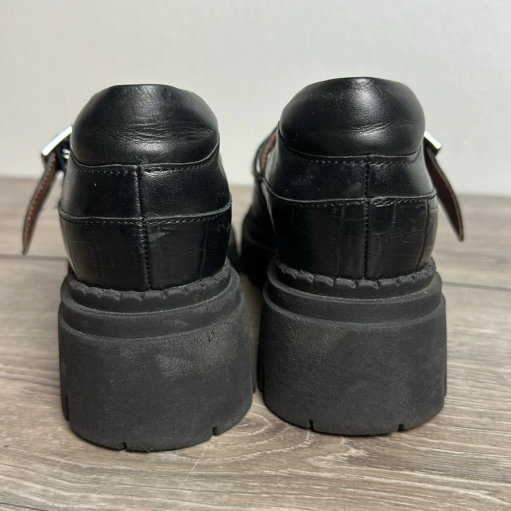 Free People Black Chunky Platform Mary Jane Loafers